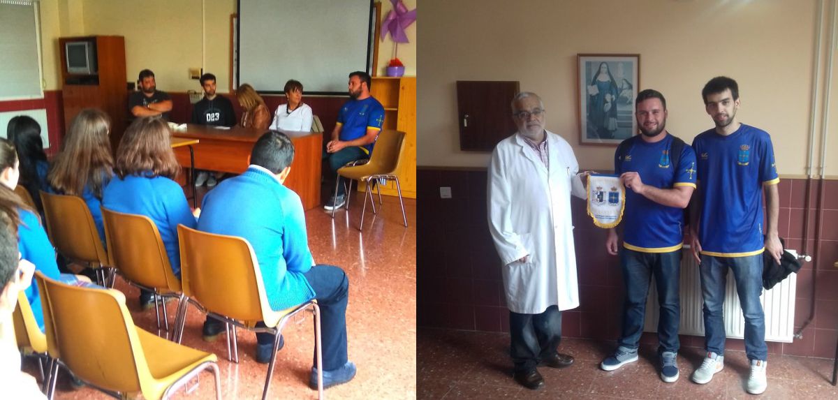 Visita de Ignacio Giles y Juan Ignacio Moragues al Colegio Noreña: Tradiciones asturianas